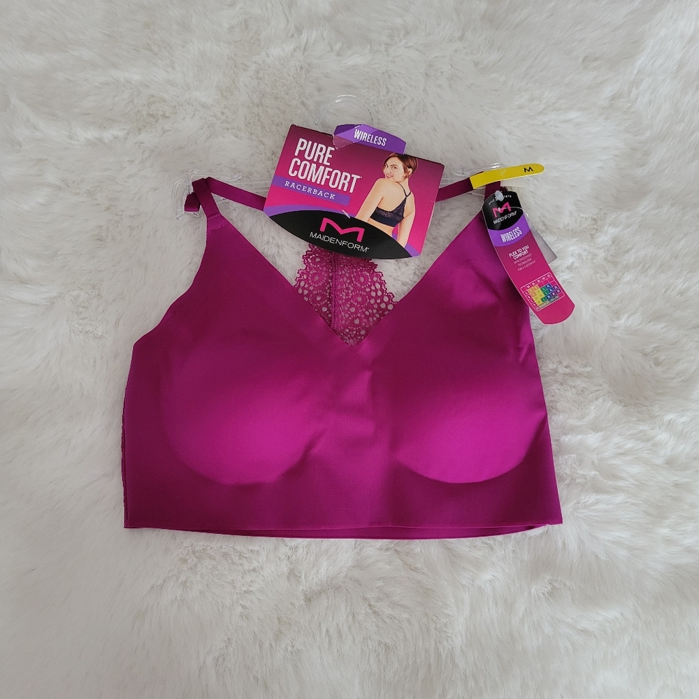 Maidenform Magenta Wireless Pure Comfort Lace-Trim Bralette